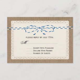 Burlap Lace & Blue Paper String Inspired RSVP