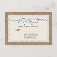 Burlap Lace & Blue Paper String Inspired RSVP