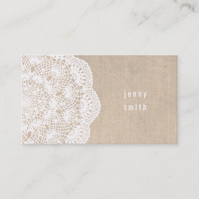 Burlap & Lace Doily Fashion Business Cards (Front)
