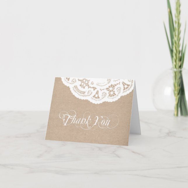 Burlap Lace Doily Merci Carte Note (Devant)