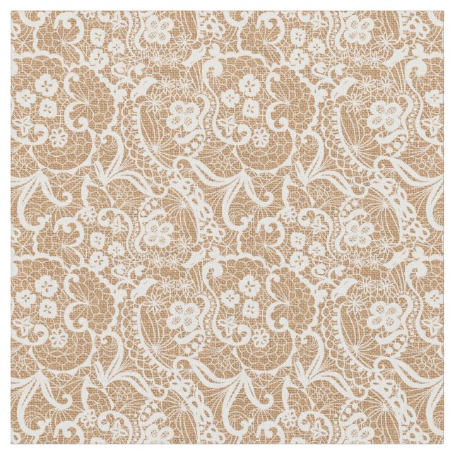 Burlap & Lace Fantasy Design Fabric Material (Close Up)