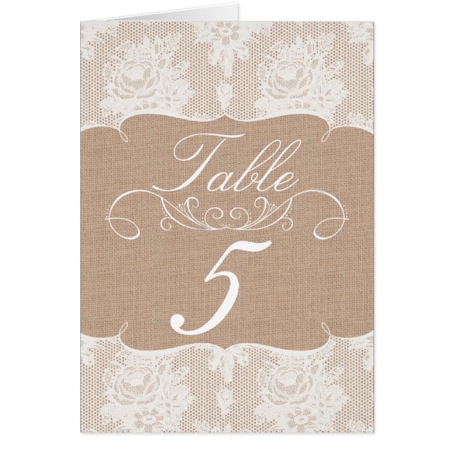 Burlap & Lace Imprimer Mariage Numéro de tableau C (Devant)