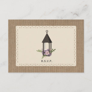 Burlap & Lace Inspired Floral Lantern RSVP Card