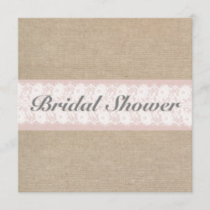 Burlap & Lace Pink Customizable Bridal Shower Invitation