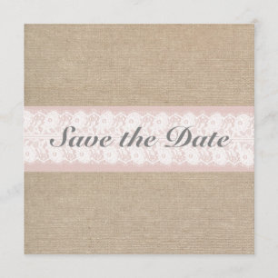 Burlap & Lace Pink Customizable Save The Date
