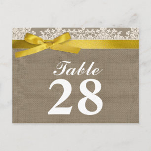 burlap lace ribbon table number cards