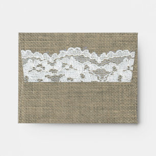Burlap & Lace Simple Rustic Wedding Invitation Envelope