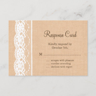 Burlap léger et RSVP en dentelle Vintage