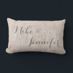 Burlap-like Personalize Wedding Names Date Gift Lumbar Pillow<br><div class="desc">Personalize it with recipient's names & wedding date on back. Click customize it button to adjust the text size. Please note that the burlap texture is only graphic,  see "About this product".</div>