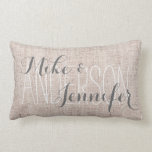 Burlap-like Personalize Wedding Names Date Gift Lumbar Pillow<br><div class="desc">Personalize it with recipient's names & wedding date on back. Click customize it button to adjust the text size. Please note that the burlap texture is only graphic,  see "About this product".</div>
