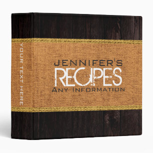Burlap Linen Kitchen Cooking Wood Look Binder