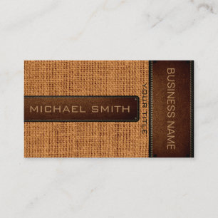 Burlap Linen Rustic Jute Look Leather Business Card