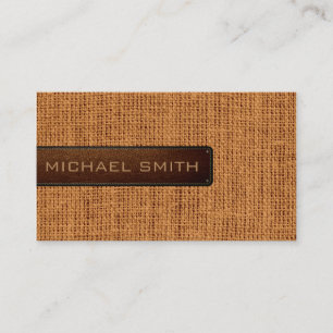 Burlap Linen Rustic Jute Look Leather Business Card