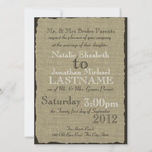 Burlap Look Rustic Wedding Invitation