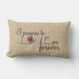 Burlap love promise wedding decorative pillow