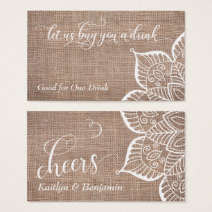 Burlap & Mandala w/ Script, Drink Tickets