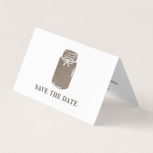 Burlap Mason Jar, Photo Save The Date Card