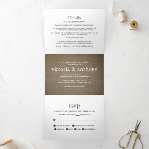 Burlap Mason Jar Wedding Suite Tri-Fold Invitation
