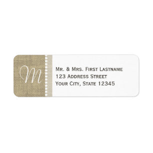 Burlap Monogram Hearts