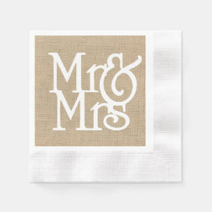 Burlap Mr. & Mrs. Paper Napkins