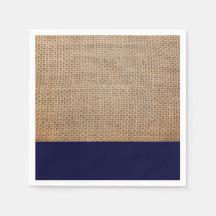 Burlap & Navy Blue Napkin