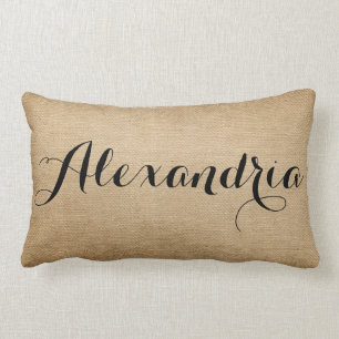 Burlap Personalized Name Lumbar Pillow