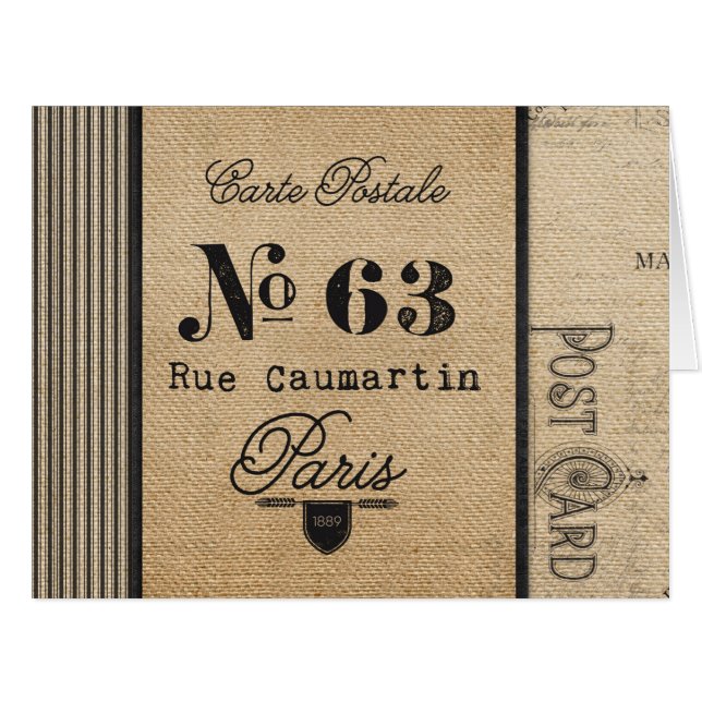 Burlap Postage Vintage Pays Français (Devant horizontal)