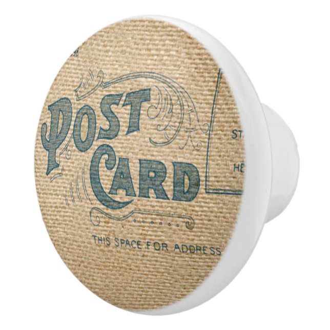 Burlap Postcard Image Ceramic Knob (Right)
