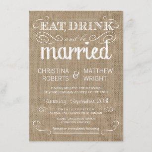 Burlap Rustic Country Wedding Invitations