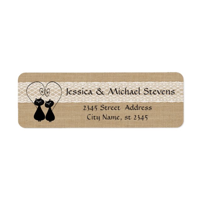Burlap rustic funny cats in love wedding (Front)