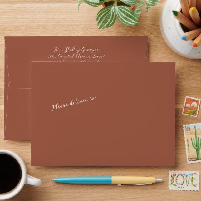 Burlap Rustic Terra Cotta Texture Envelope (Desk)