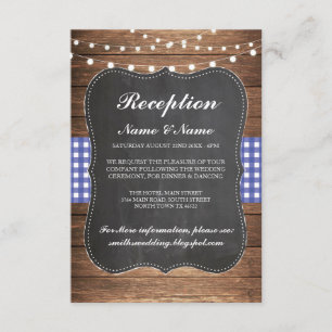 Burlap Rustic Wedding Reception Cards Wood Blue