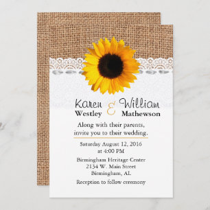 Burlap rustique et Faire-part de mariage de tourne