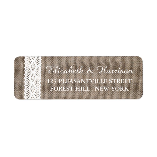 Burlap Rustique et Vintage Mariage en dentelle bla (Devant)