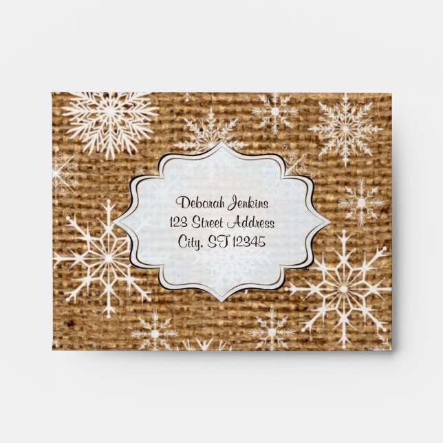 Burlap rustique, Snowflakes A2 Enveloppe pour RSVP (Devant)