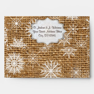 Burlap rustique, Snowflakes A7 Enveloppe