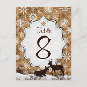 Burlap Rustique, Snowflakes, Carte Numéro De Table
