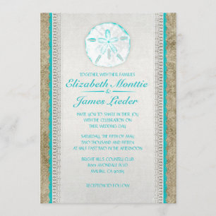 Burlap Sand Dollar Wedding Invitations