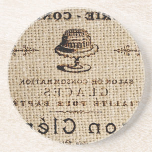 burlap scripts shabby chic french country cake coaster