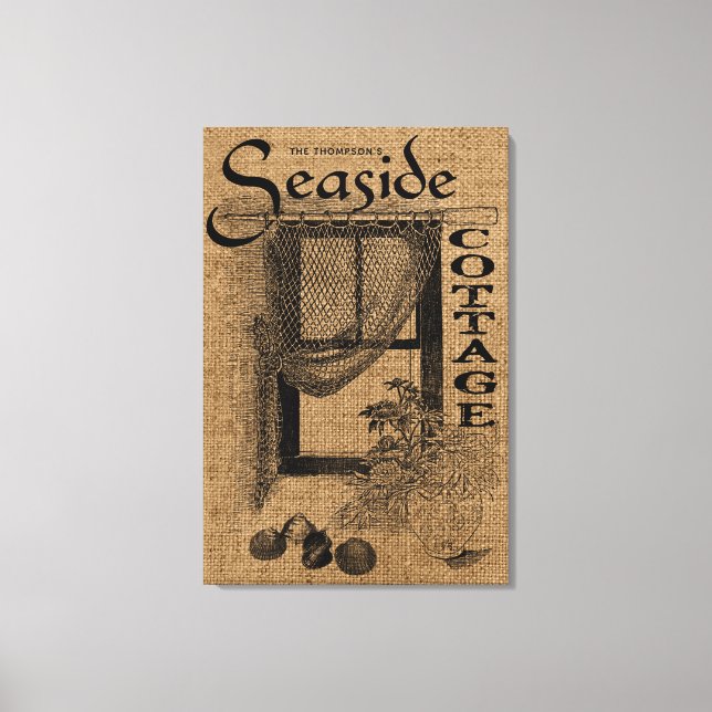 Burlap Seaside Cottage Canvas Print (Front)