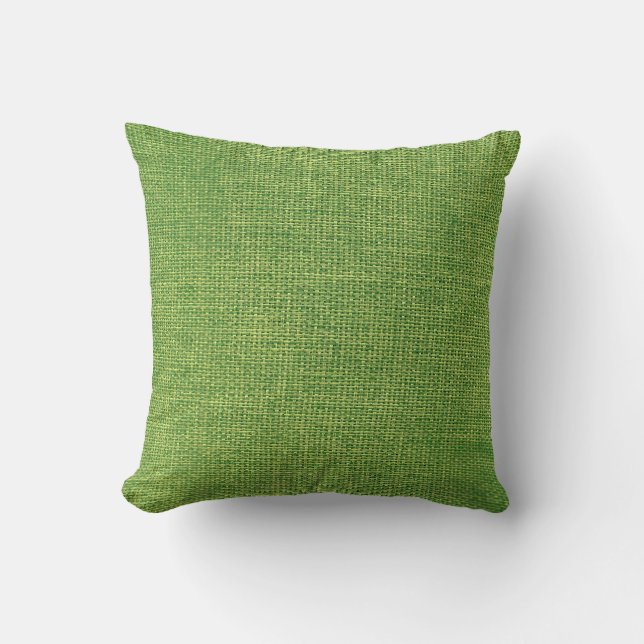 Burlap Simple Apple Green Throw Pillow (Front)