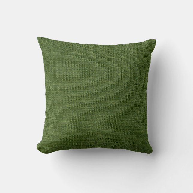 Burlap Simple Dark Green Throw Pillow (Front)