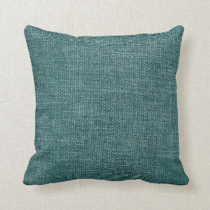 Burlap Simple Teal Throw Pillow