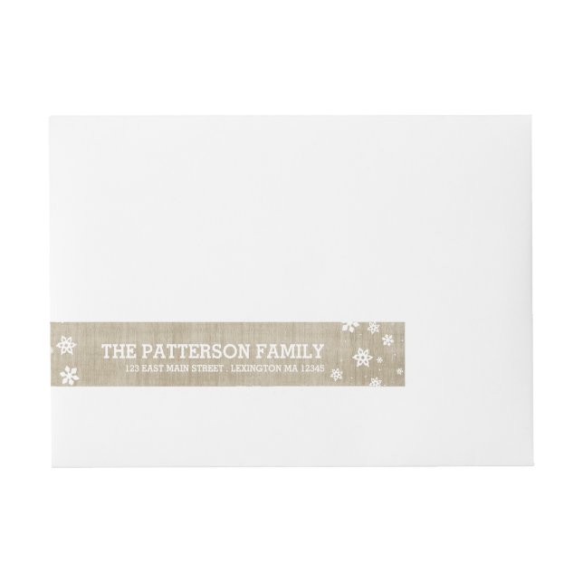 Burlap & Snowflakes Holiday Greetings Label (Front)