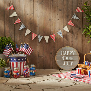 Burlap stars and stripes patriotic bunting flags