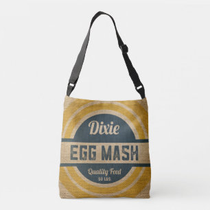 Burlap Style Vintage Feed Sack Egg Mash Crossbody Bag