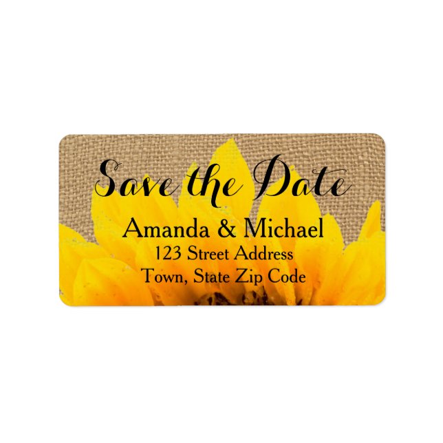 Burlap Sunflower | Save the Date Address Label (Front)