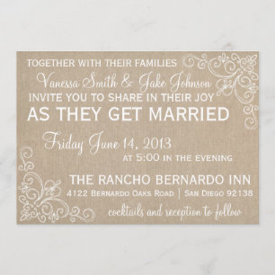 Burlap Swirl Wedding Invitation