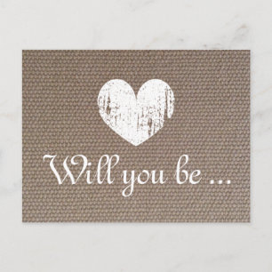 Burlap texture cards   Will you be my bridesmaid
