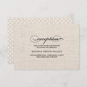 Burlap Texture Polka Dot Pattern Reception Card